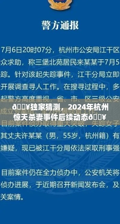 独家揭秘，杭州惊天杀妻事件后续动态预测 2024年展望🔥