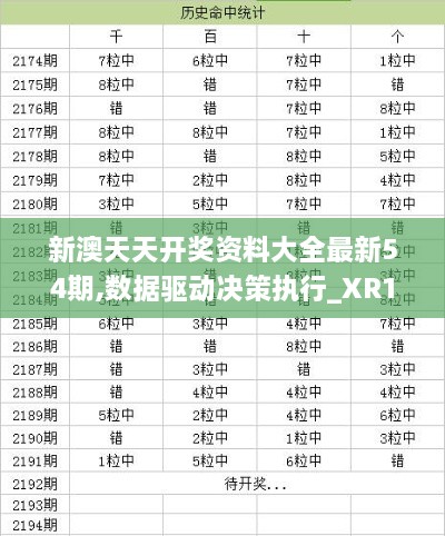 新澳天天开奖资料大全最新54期,数据驱动决策执行_XR18.519