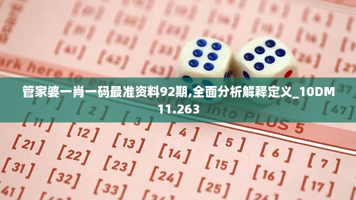 管家婆一肖一码最准资料92期,全面分析解释定义_10DM11.263