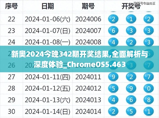 新奥2024今晚342期开奖结果,全面解析与深度体验_ChromeOS5.463