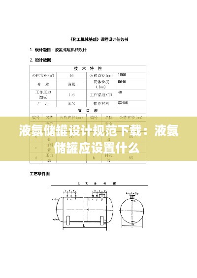 液氨储罐设计规范下载：液氨储罐应设置什么 