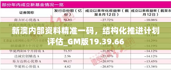 新澳内部资料精准一码，结构化推进计划评估_GM版19.39.66