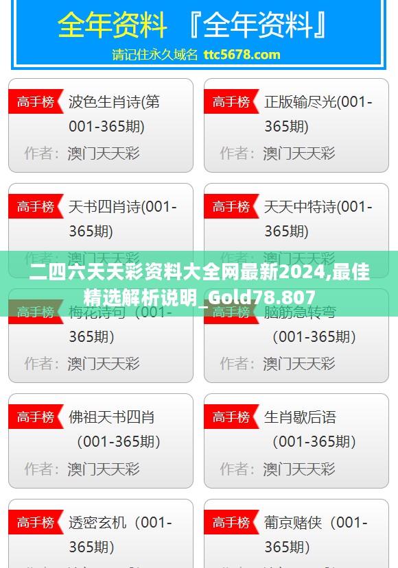 二四六天天彩资料大全网最新2024,最佳精选解析说明_Gold78.807