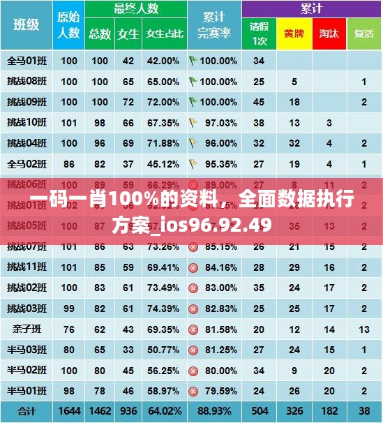 一码一肖100%的资料，全面数据执行方案_ios96.92.49