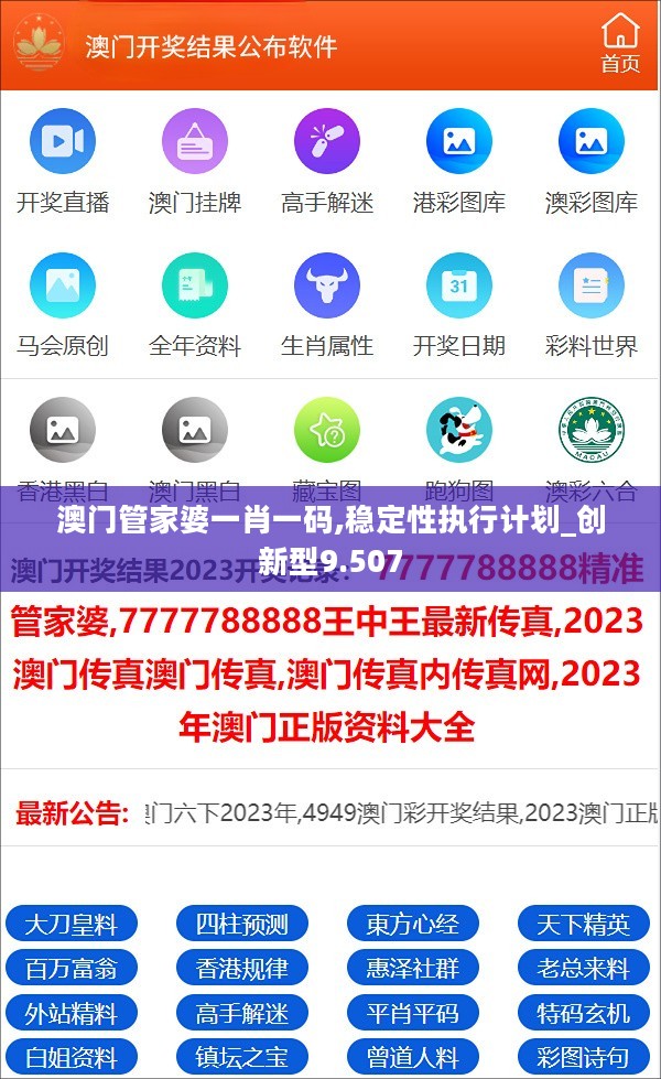 澳门管家婆一肖一码,稳定性执行计划_创新型9.507