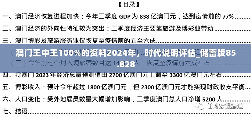 澳门王中王100%的资料2024年，时代说明评估_储蓄版85.828