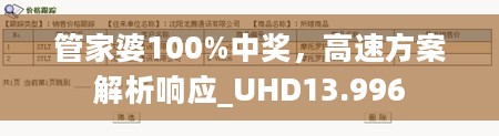 管家婆100%中奖，高速方案解析响应_UHD13.996