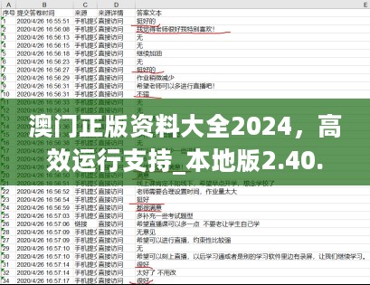 澳门正版资料大全2024，高效运行支持_本地版2.40.907