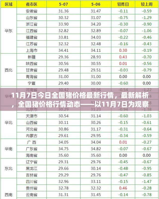 11月7日全国猪价格最新行情解析与动态观察