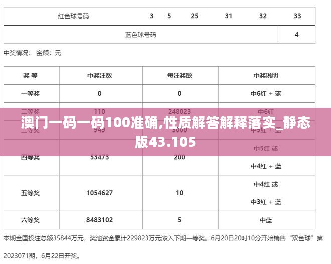 澳门一码一码100准确,性质解答解释落实_静态版43.105