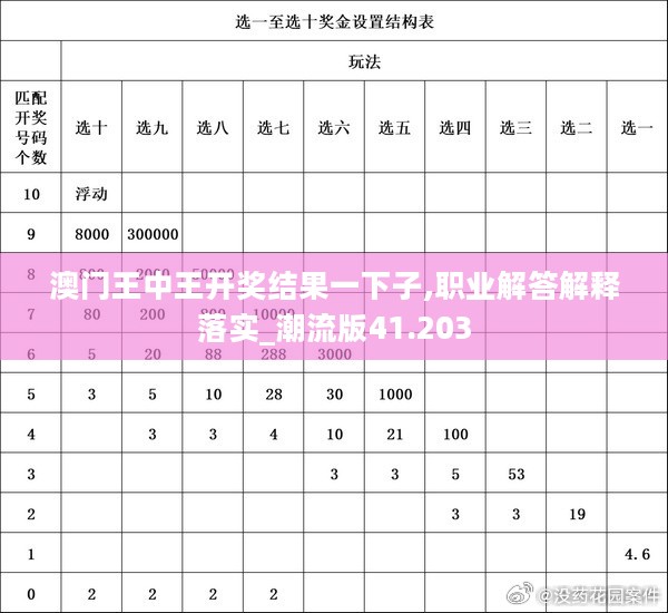 澳门王中王开奖结果一下子,职业解答解释落实_潮流版41.203