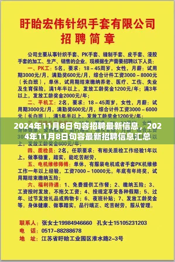 2024年11月8日句容招聘最新信息及岗位汇总