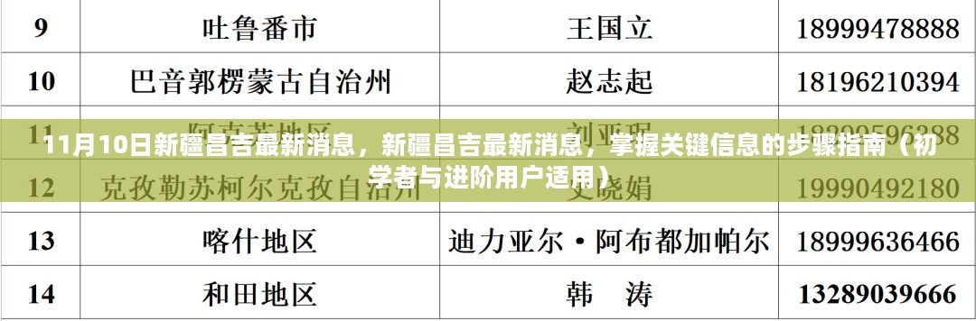 新疆昌吉最新消息详解，掌握关键信息的步骤指南（适用于初学者与进阶用户）