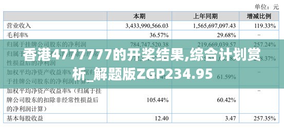 香港4777777的开奖结果,综合计划赏析_解题版ZGP234.95