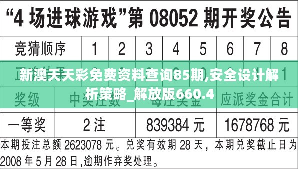 新澳天天彩免费资料查询85期,安全设计解析策略_解放版660.4