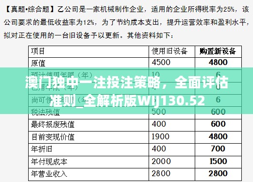 澳门独中一注投注策略，全面评估准则_全解析版WIJ130.52