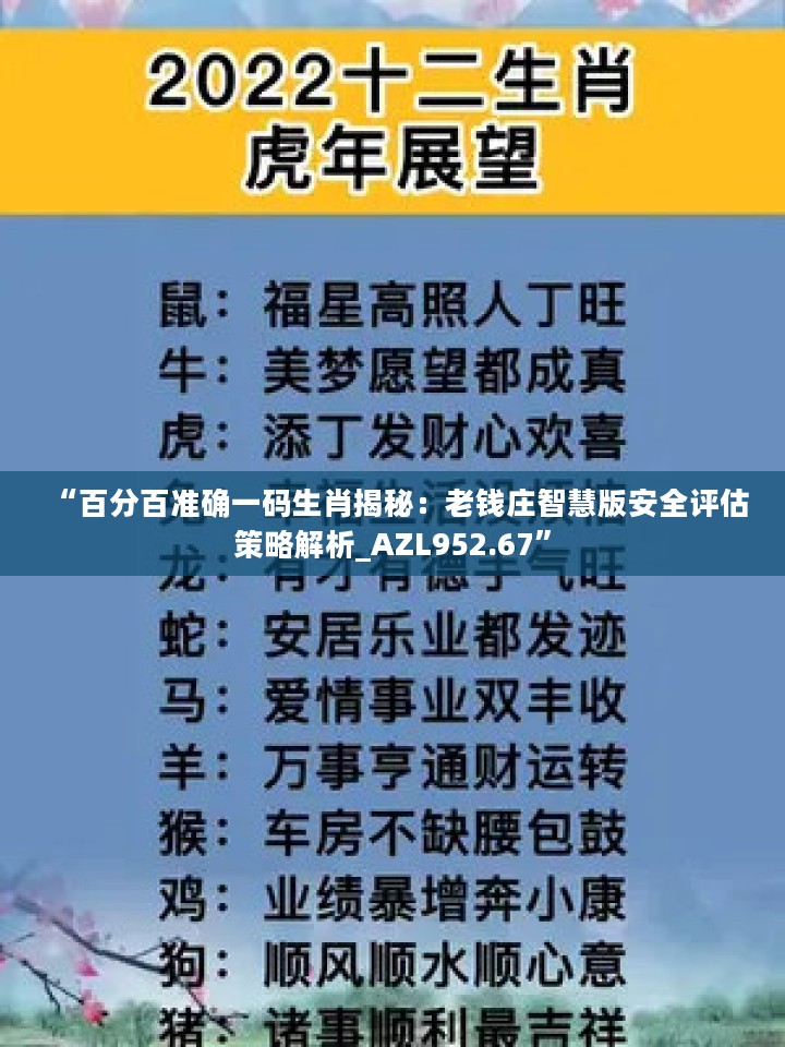 “百分百准确一码生肖揭秘：老钱庄智慧版安全评估策略解析_AZL952.67”