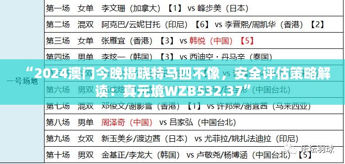 “2024澳门今晚揭晓特马四不像，安全评估策略解读：真元境WZB532.37”