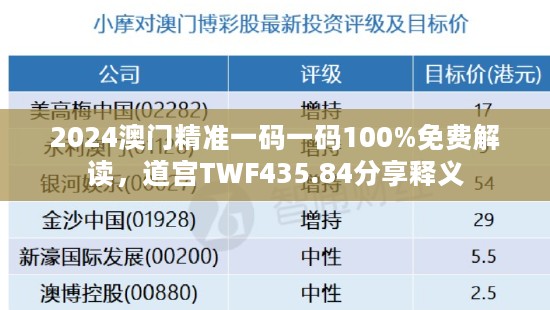 2024澳门精准一码一码100%免费解读，道宫TWF435.84分享释义