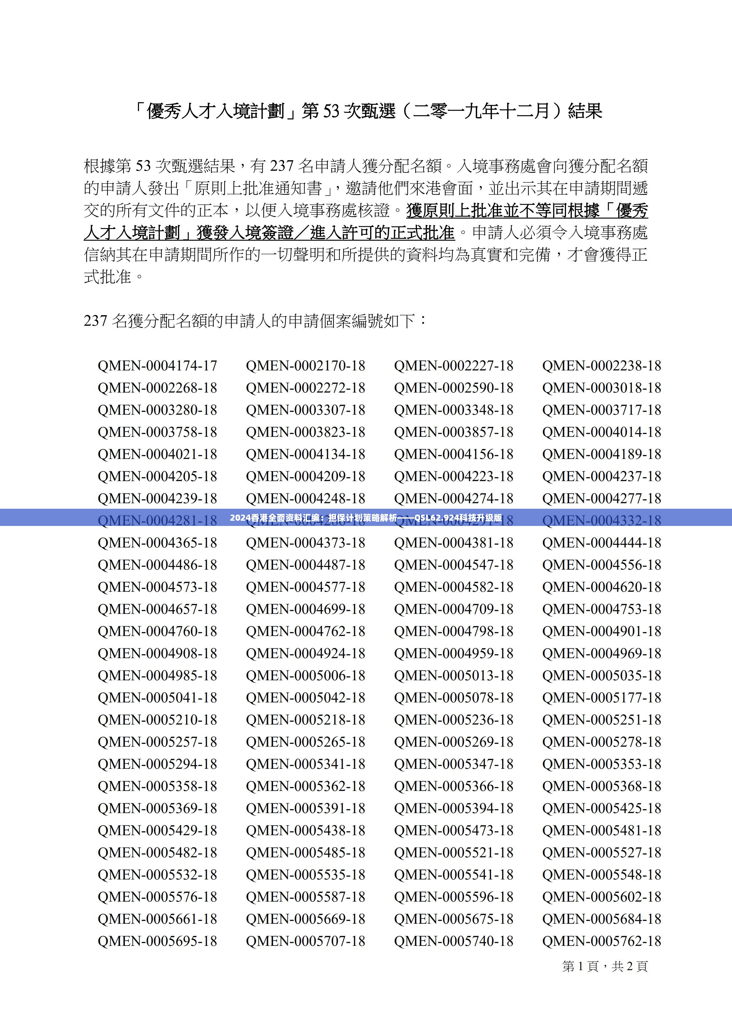 2024香港全面资料汇编：担保计划策略解析——QSL62.924科技升级版