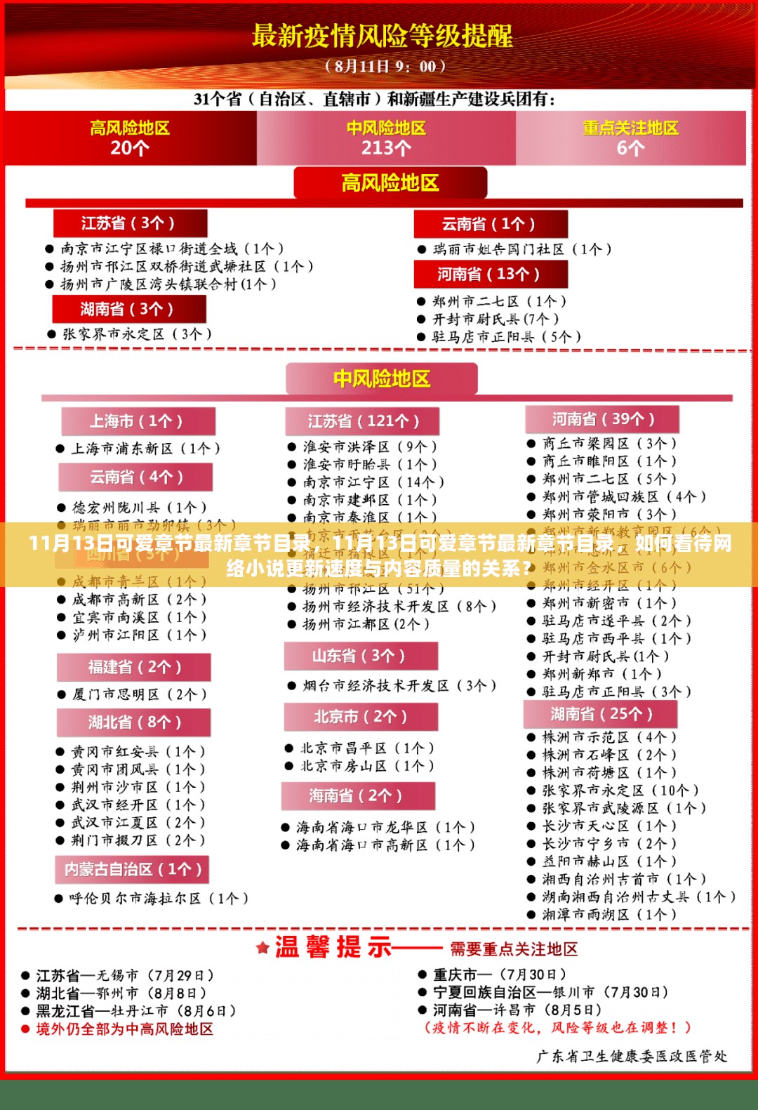 11月13日可爱章节最新更新及网络小说更新速度与内容质量探讨