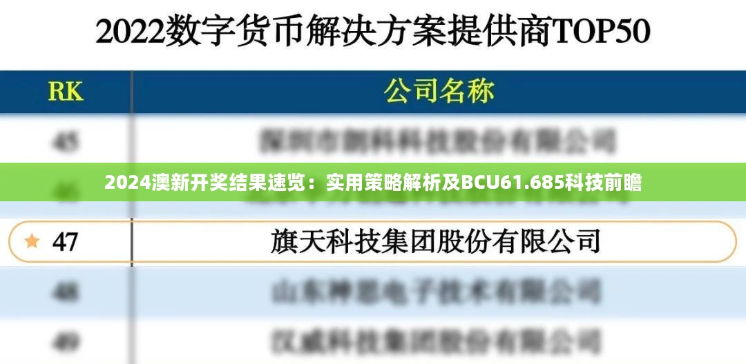 2024澳新开奖结果速览：实用策略解析及BCU61.685科技前瞻