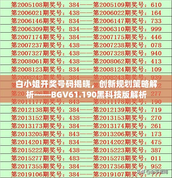 白小姐开奖号码揭晓，创新规划策略解析——BGV61.190黑科技版解析