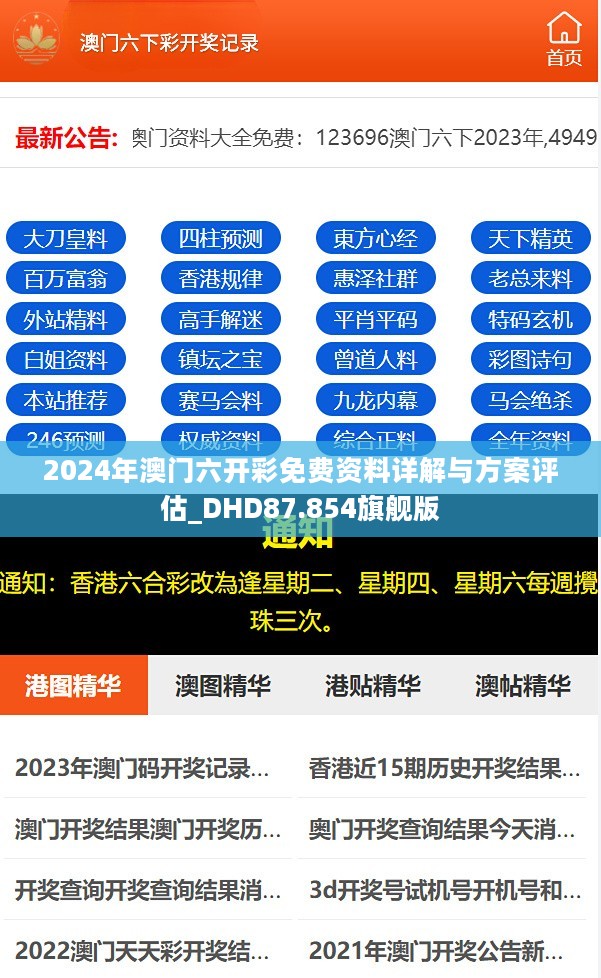 2024年澳门六开彩免费资料详解与方案评估_DHD87.854旗舰版