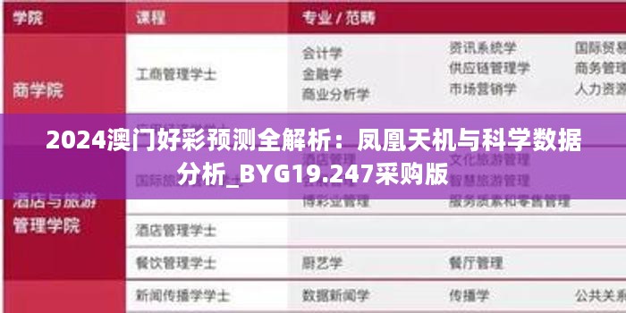 2024澳门好彩预测全解析：凤凰天机与科学数据分析_BYG19.247采购版