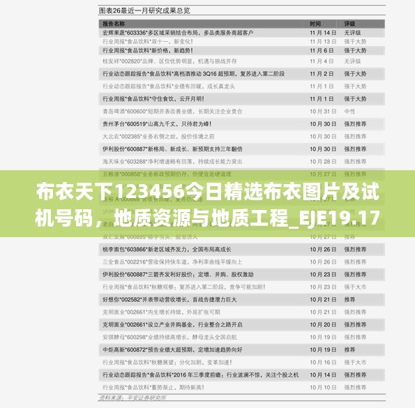 布衣天下123456今日精选布衣图片及试机号码，地质资源与地质工程_EJE19.177授权版本