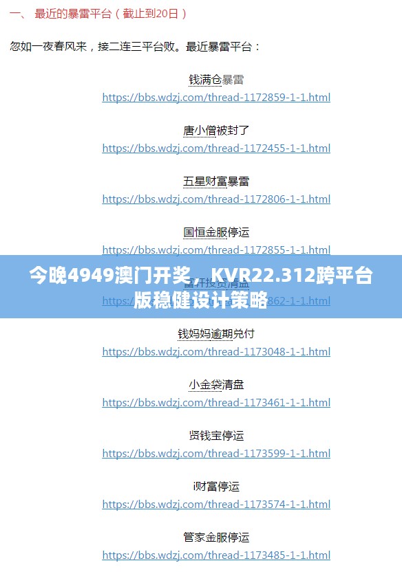 今晚4949澳门开奖，KVR22.312跨平台版稳健设计策略