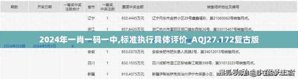 2024年一肖一码一中,标准执行具体评价_AQJ27.172复古版