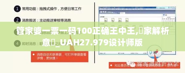 管家婆一票一码100正确王中王,專家解析意見_UAH27.979设计师版