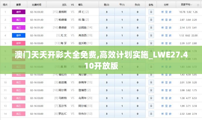 澳门天天开彩大全免费,高效计划实施_LWE27.410开放版