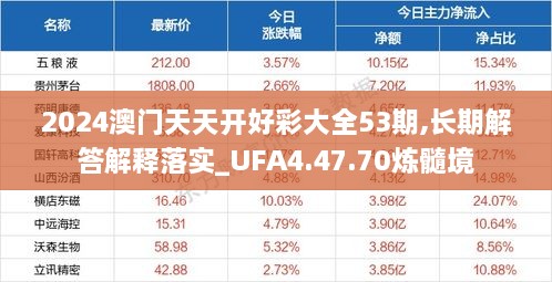 2024澳门天天开好彩大全53期,长期解答解释落实_UFA4.47.70炼髓境