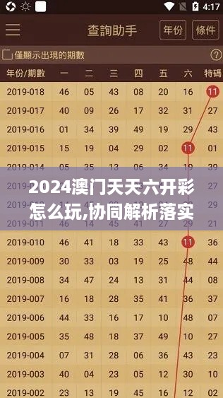 2024澳门天天六开彩怎么玩,协同解析落实目标_ZDI5.37.67触感版