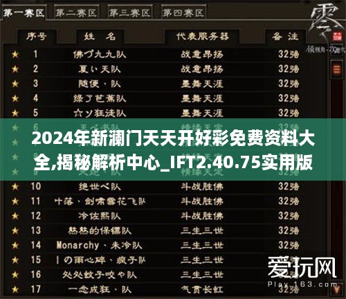 2024年新澜门天天开好彩免费资料大全,揭秘解析中心_IFT2.40.75实用版