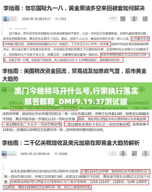 澳门今晚特马开什么号,行家执行落实解答解释_DMF9.19.37测试版