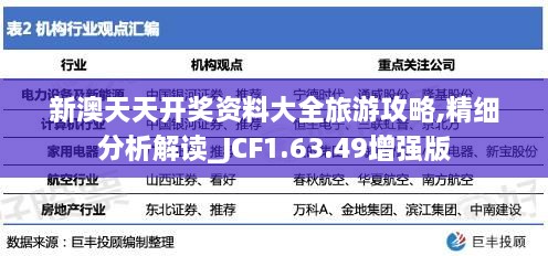 新澳天天开奖资料大全旅游攻略,精细分析解读_JCF1.63.49增强版