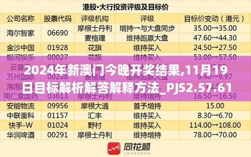 2024年新澳门今晚开奖结果,11月19日目标解析解答解释方法_PJS2.57.61为你版