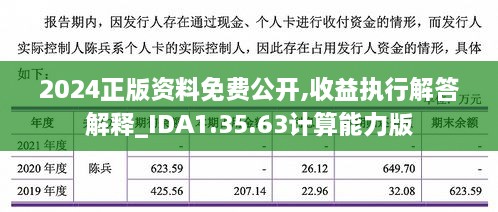 2024正版资料免费公开,收益执行解答解释_IDA1.35.63计算能力版