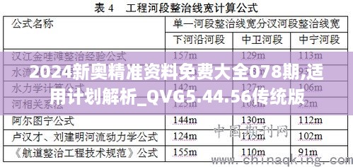 2024新奥精准资料免费大全078期,适用计划解析_QVG5.44.56传统版