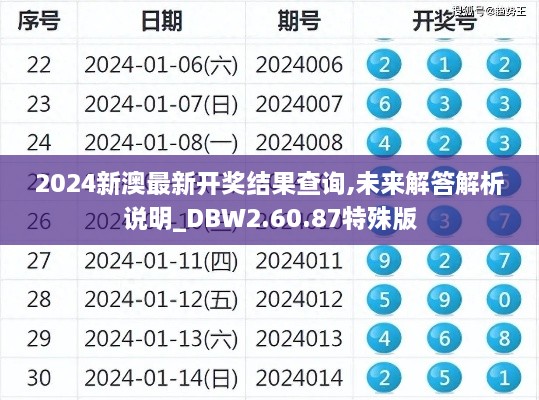 2024新澳最新开奖结果查询,未来解答解析说明_DBW2.60.87特殊版