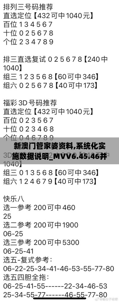 新澳门管家婆资料,系统化实施数据说明_MVV6.45.46并发版