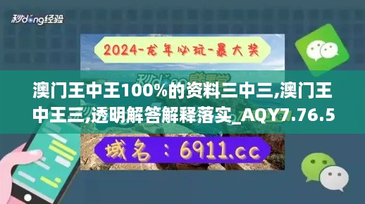 澳门王中王100%的资料三中三,澳门王中王三,透明解答解释落实_AQY7.76.50供给版