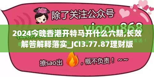 2024今晚香港开特马开什么六期,长效解答解释落实_JCI3.77.87理财版