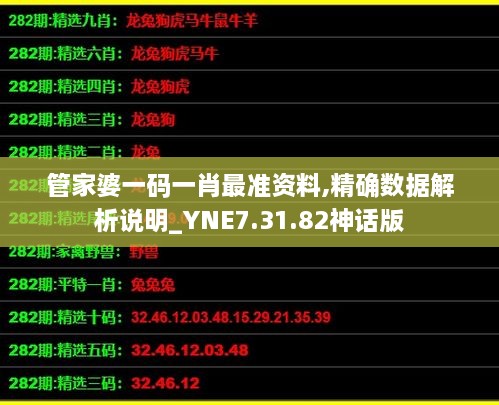 管家婆一码一肖最准资料,精确数据解析说明_YNE7.31.82神话版