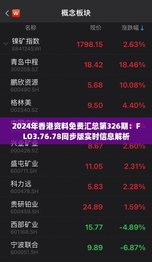 2024年香港资料免费汇总第326期：FLO3.76.78同步版实时信息解析