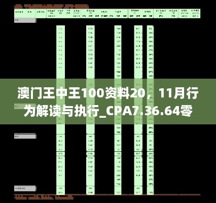 澳门王中王100资料20，11月行为解读与执行_CPA7.36.64零售版