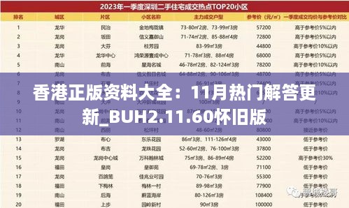 香港正版资料大全：11月热门解答更新_BUH2.11.60怀旧版